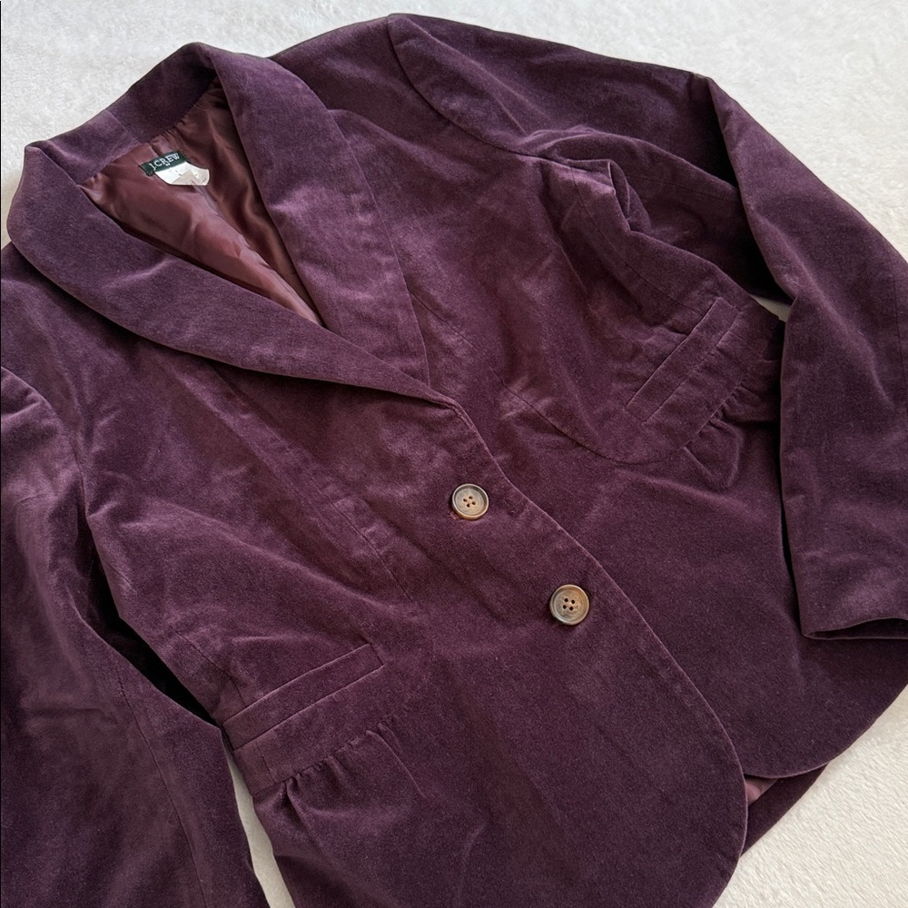 J. Crew | 2011 Eden Velvet Two Button Peplum Lined Blazer 30591 Purple (8)